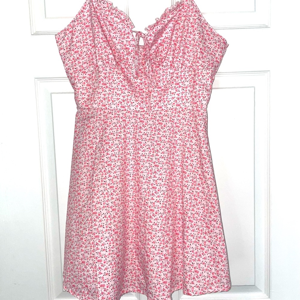 Pink Floral Chiffon Dress Sundress